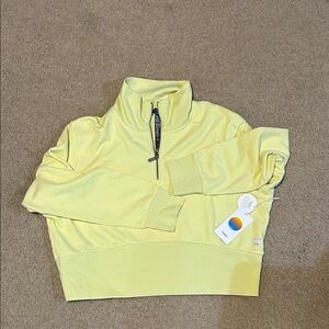 Vuori Sedona cropped Light Yellow Zip-Up Sweater